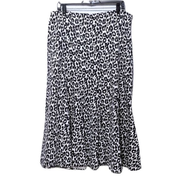 ALEXIS AVERY Leopard Trumpet Flare Midi Skirt 14 - Picture 1 of 9